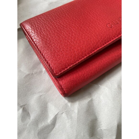 Gucci Wallet Bifold Long Leather Women’s One Size Red Authentic Designer Vintage - Picture 3 of 16